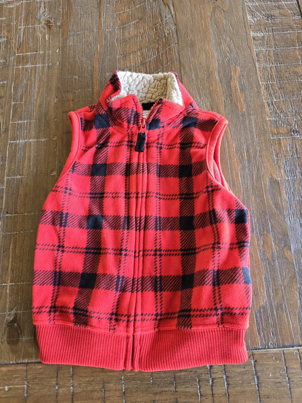 Carter's Red Buffalo Plaid Sherpa-Lined Men's Vest 12M